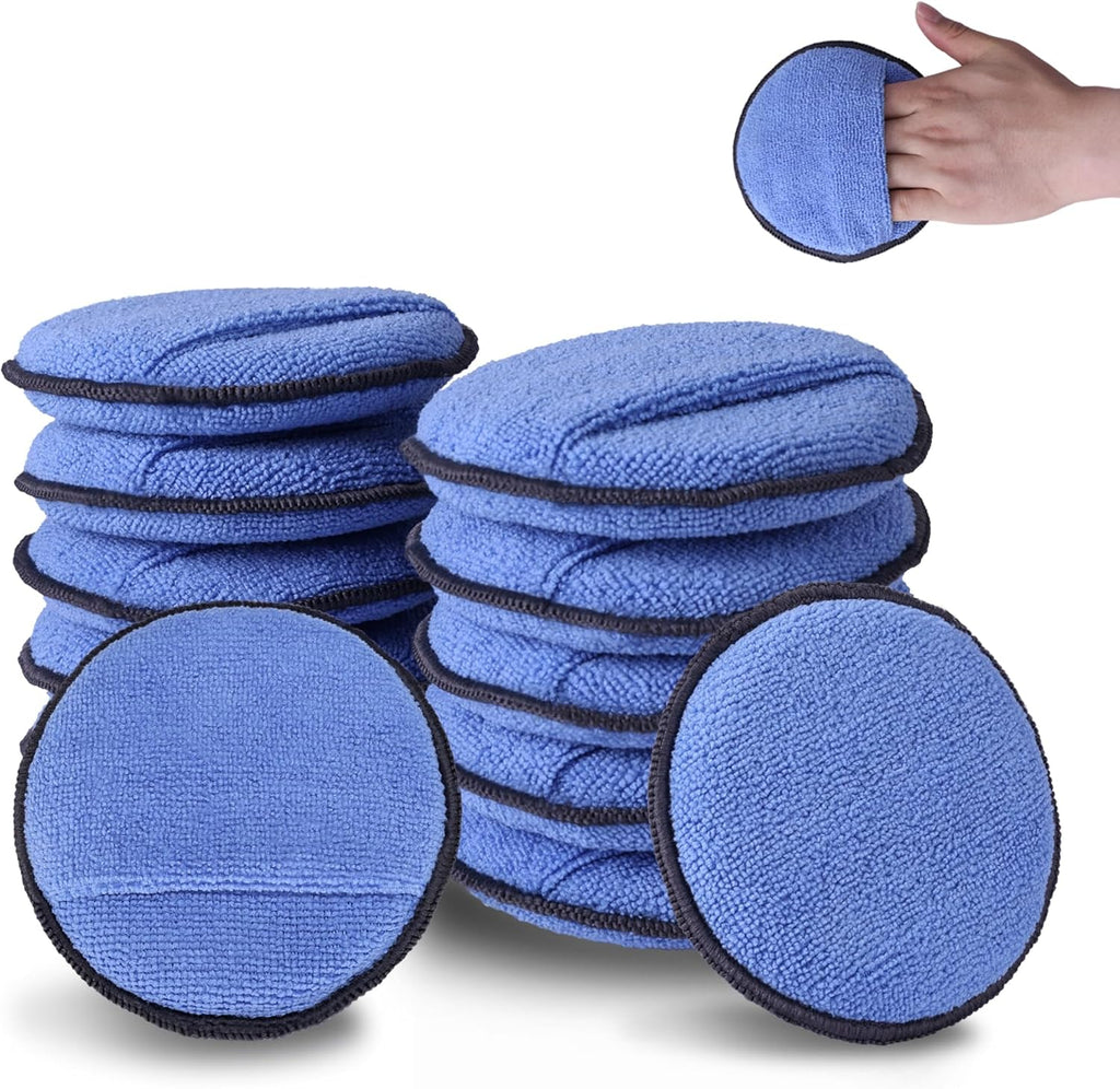 WORKPRO 12-Pack Car Wax Applicator Pads with Finger Pocket, Microfiber Soft Foam Polishing Pads for Car Detailing & Cleaning, Lint-Free, High Resilience