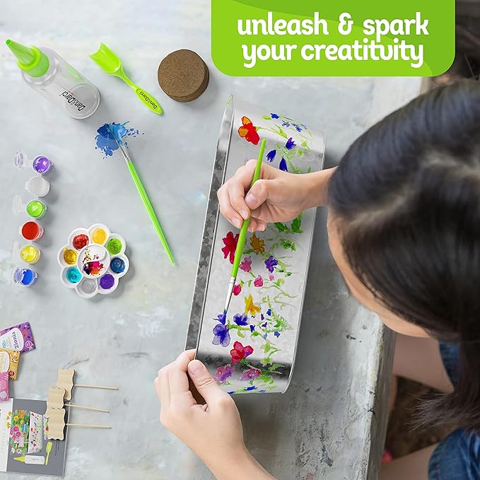 Dan&Darci Paint & Plant Flower Growing Kit for Kids - Gift Ideas Age 5 6 7 8-12 Year Old Girl - Birthday Crafts Gifts for Girls & Boys, Fun Children Gardening Kits, Art Projects for Ages 5-12 Years