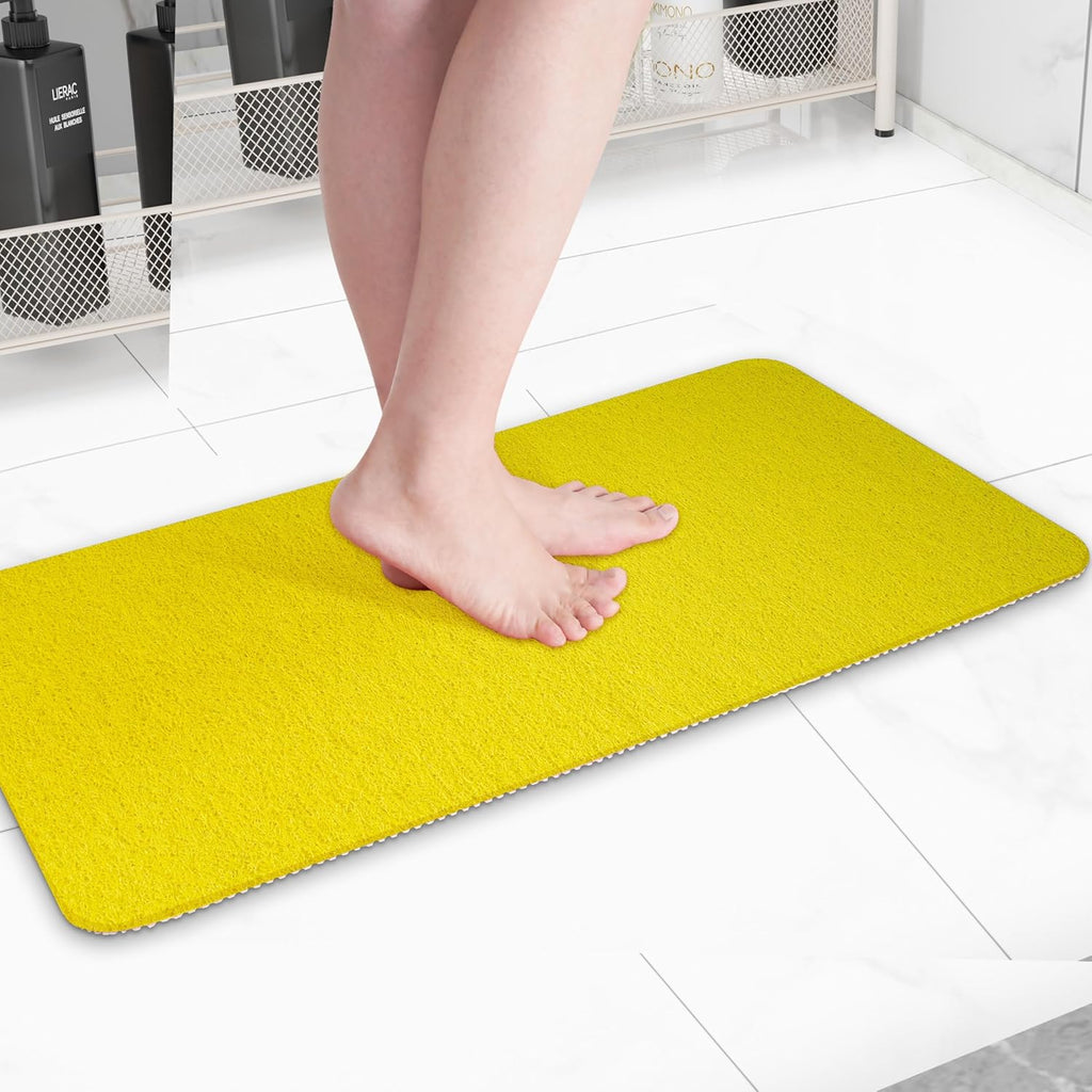 Non-Slip Bathtub Mat, Anti Slip Shower Mat, Fast Drying Bathtub Mats, Foot Scrubber Mat, Anti Slip Mat for Tub, Floor, Bathroom, Kitchen, Home, Hotel (Yellow 32"×17")