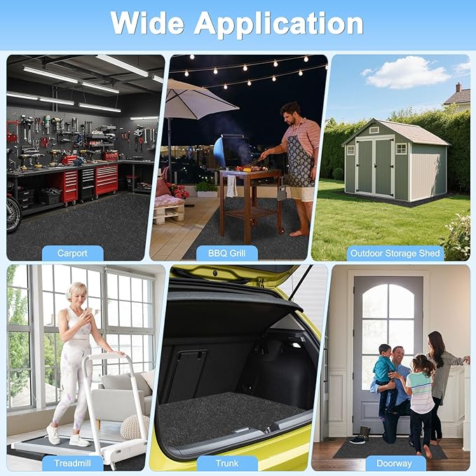 Outdoor Storage Shed Mat, 3 x 2.5 FT Garage Floor Mats with Reusable, Washable, Non Slip, Durable for Protects Garage Floors/Driveways/Entrance Doors/Deck [Gray]
