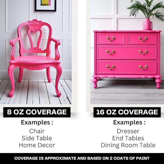 Daydream Apothecary Premium Chalk Style Paint for Furniture, Home Décor, Wood, DIY Interior Projects, Quick Dry, No Prep or Prime Needed, Matte Hot Pink - 16oz
