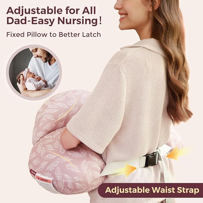 Momcozy Original Nursing Pillow for Breastfeeding-Pioneering Safety Fence- Wider Feeding Pillows for More Support for Mom & Baby- Easier Nursing & Hand Free- Fit for All, Removable Cotton Cover
