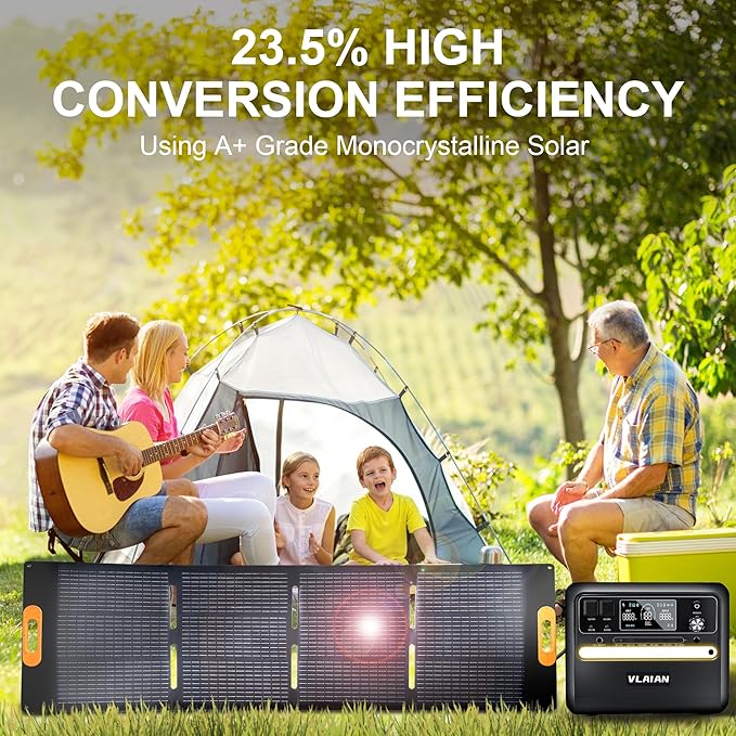 200W Portable Solar Panel for Power Station Generator,200 Watt Foldable Solar Panel Charger with MC4 Output,3-in-1 DC Connector,23.5% High Efficiency for Outdoor Camping RV Travel(200W)