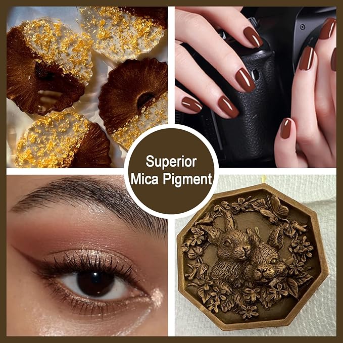 Matio Brown Mica Powder,0.7oz/20g Premium Mica Pigment Powder Natural Epoxy Resin Color Pigment for Soap Dye, Bath Bombs, DIY Arts Crafts Additive Acrylic,Woodworking,Car Freshie Supplies (Clay Brown)