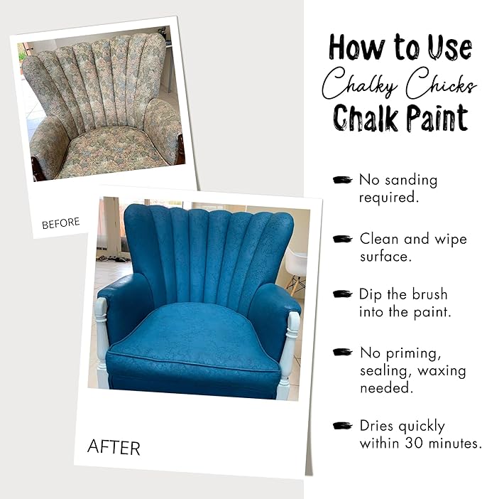 Chalky Chicks All-in-One Chalk Paint for Furniture or Cabinet - 4 Fl Oz - Matte Finish Aqua Bay (Aqua Blue) for Metal, Wood Furniture Paint - No Sanding All-in-One for Home Decor & Crafts, USA Made