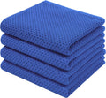 Homaxy 100% Cotton Waffle Weave Kitchen Dish Towels, Ultra Soft Absorbent Quick Drying Cleaning Towel, 13 x 28 Inches, 4-Pack, Blueberry