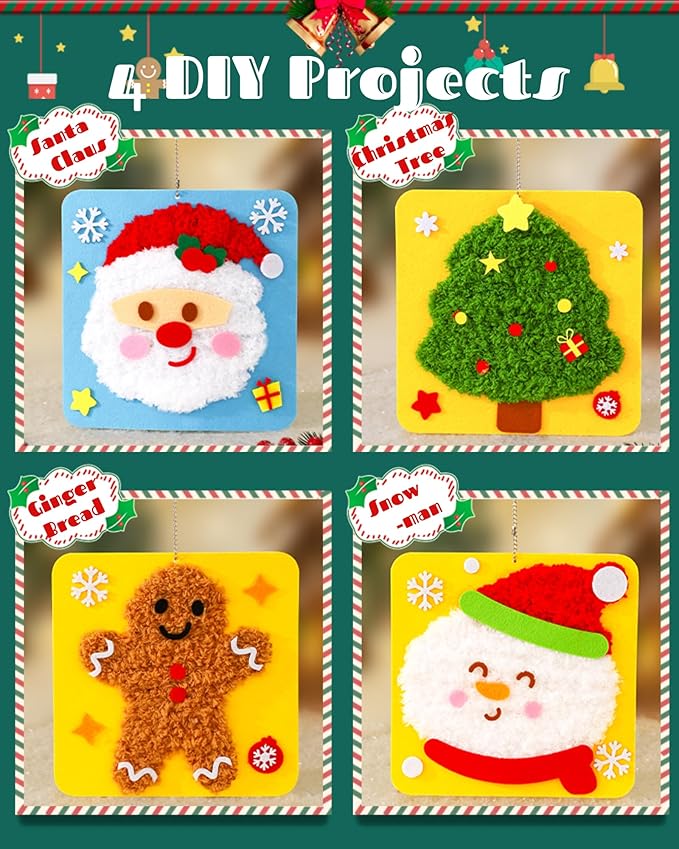 PupuMiao Sewing Kit for Kids DIY Embroidery Sewing Kit Cute Animal Sewing Projects Easy Crafts with English Instructions, Perfect for Beginners, Girls Boys Ages 4-12 (Christmas Theme)
