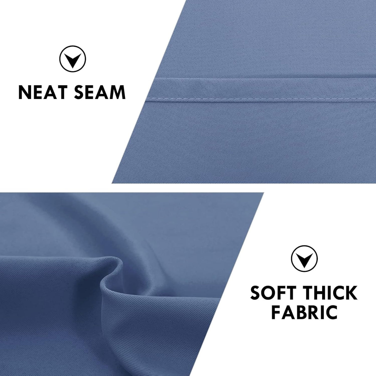 DWCN Blackout Curtains – Thermal Insulated, Energy Saving & Noise Reducing Bedroom and Living Room Curtains, Dusty Blue, W 42x L 72 Inch, Set of 2 Rod Pocket Curtain Panels