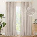 YoungsTex Linen Curtains Floor Length 102 Inch Long for Living Room Back Tab and Rod Pocket Light Filtering Window Drapes for Dining Room Bedroom, 52 X 102 Inch, 2 Panels