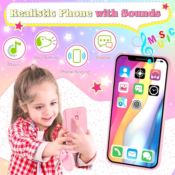 Play Purse for Little Girls Toddler, 35PCS Toddler Purse with Pretend Makeup for Kids, Girl Toys Princess Toy Includes Handbag, Phone, Kids Toy Purse Christmas Birthday Gift for Girls 3 4 5 6 7 8+