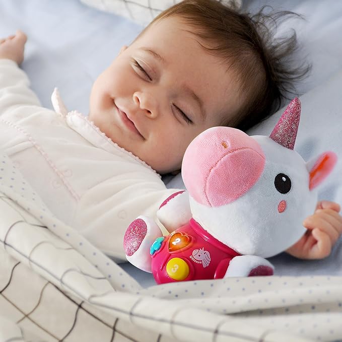 iPlay, iLearn Baby Unicorn Musical Toys, Newborn Girls Gift, Soft Unicorn Plush Stuffed Animal, Infant Light Music Time, 1st Birthday Shower Gift Stuffers for 0 1 2 3 6 9 12 18 Month 1-3 Yrs Toddlers