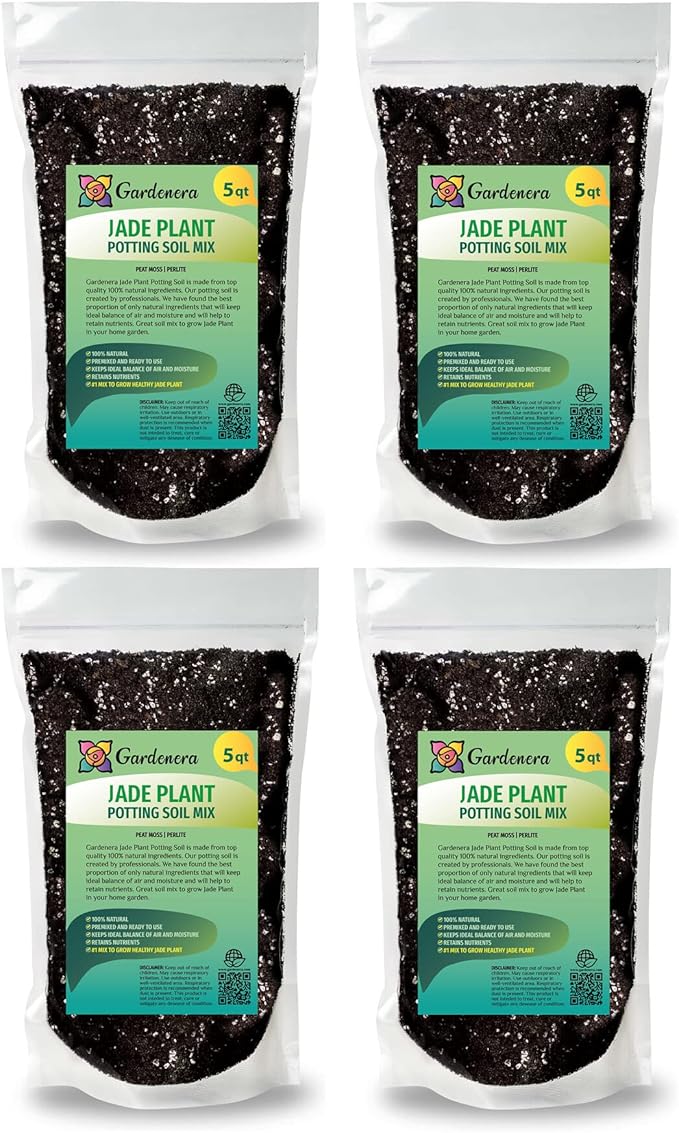 GARDENERA Premium Jade Plant Potting Soil Mix - 20 Quart (4 Bags of 5 Quart)