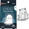 BioSwiss Bandages, Halloween Ghost Shaped Self Adhesive Bandage, Latex Free Sterile Wound Care, Fun First Aid Kit Supplies for Kids, 24 Count