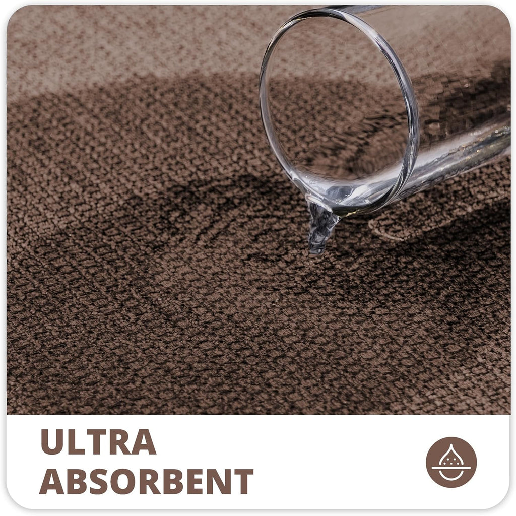 Bath Mat,Ultra Thin Bathroom Rugs,Rubber Bath Mats for Bathroom,No Slip Bath Rugs,Quick Dry,Machine Washable,Low Pile,Absorbent,Shower Outside,Sink,Home Decor Accessories.Brown,1'8"x2'8"(20x32inch)