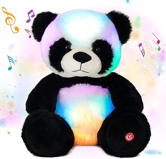 Cuteoy Glowing LED Panda Light-up Nightlight Toys Musical Plush Stuffed Animal Soft Singing Lullabies Birthday Christmas Plushies Gifts for Kids Boys Girls,10"