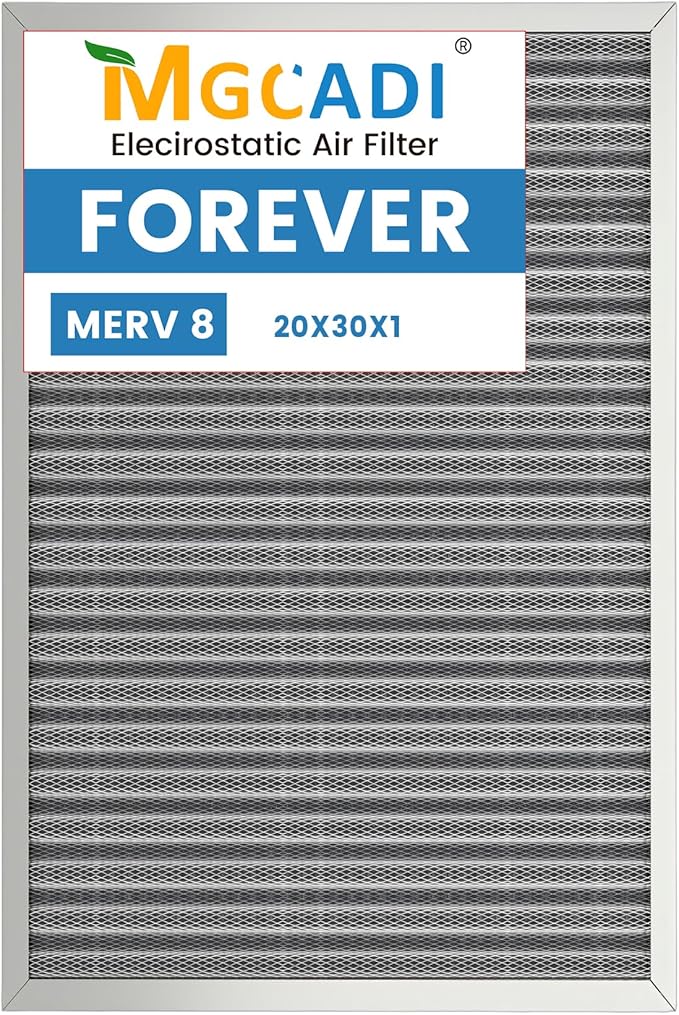 30x20x1 HVAC Furnace Air Filter, Lasts a Lifetime, Washable, the Last HVAC Filter You Will Ever Buy, Breathe Safely at Home or in the Office,Merv 8 (Actual Size:19.5x29.65x0.82 Inch)