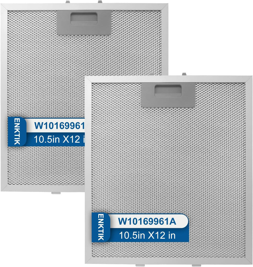 Range Hood Filter Replacement 12" x 10.5"W10169961A With 5-Layer Aluminum Mesh Fit for Whirlpool Stove vent filter for Kitchen Overhead Exhaust Fan Blocks Grease & Filters Oven Air (2PIC)