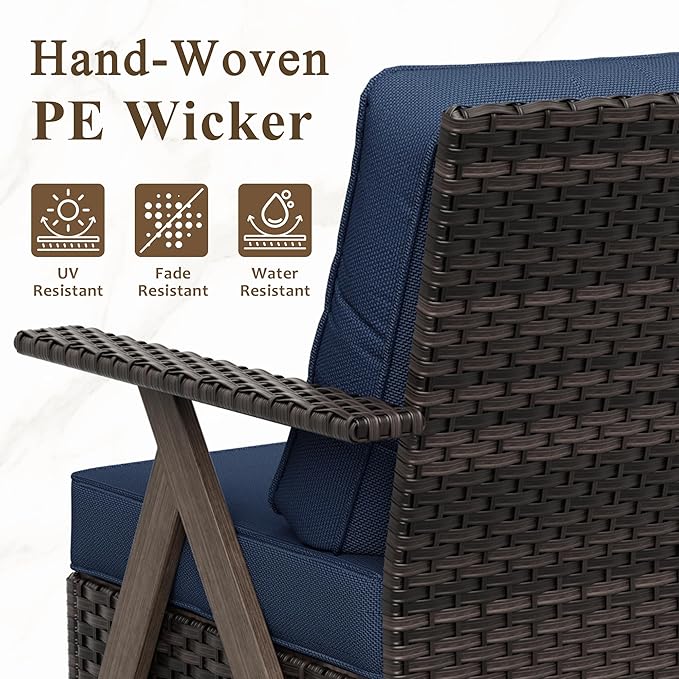 Outdoor Wicker Swivel Chairs Set of 2, Patio Furniture Set with 360 Degree Wicker Swivel Rocking Chairs with Metal Frame and Deep Seating