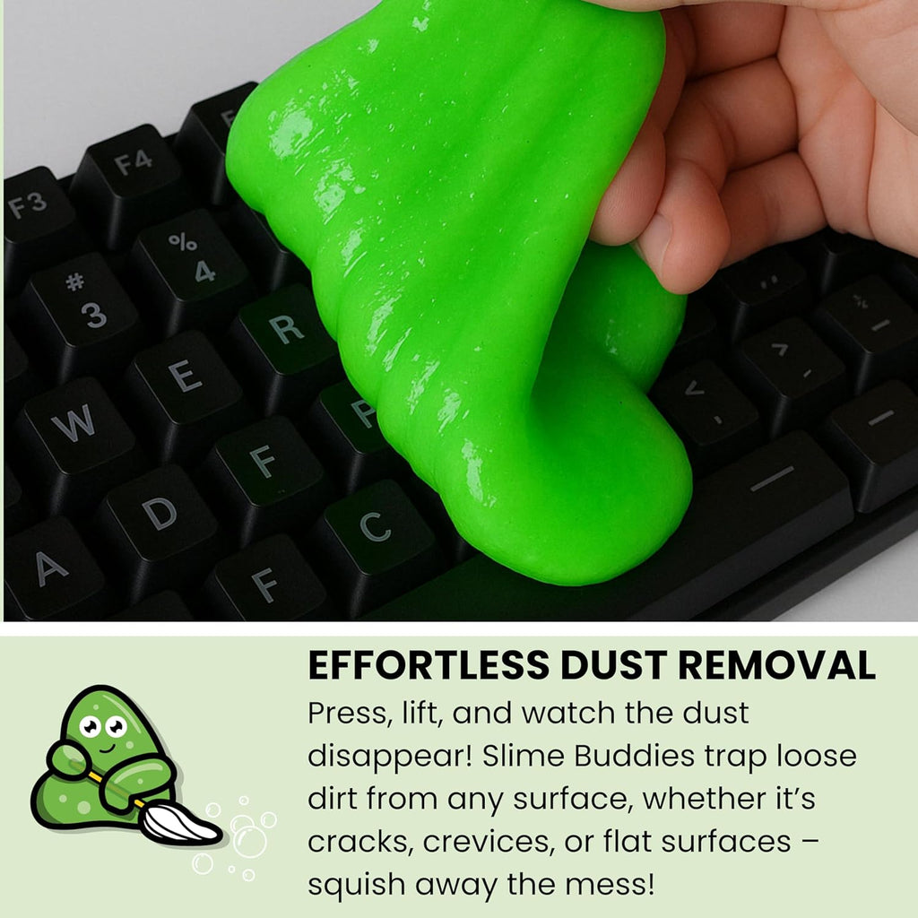 Slime Buddies Car Cleaning Gel Putty - 6 Pack Apple Scented Interior Detailing Tool for Cup Holder, Air Vent & Keyboard - Reusable Auto Detailing Accessories - Dust Remover Goop - Gifts for Men Women
