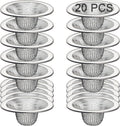 20Pcs Small Drain Mesh Basket, 2.125'' Bathroom Sink Drain Strainer Screen Mesh Sink Strainer Hair Catcher Drain Filter Cover for Bathtub Lavatory RV Laundry Shower Floor Utility Sink Drain