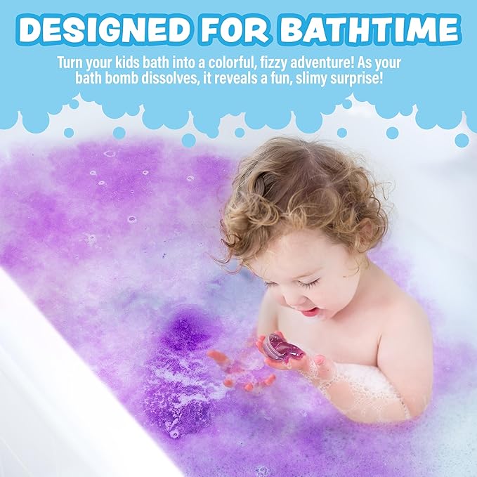 Super Goo Bath Slime 'Surprise' Bombs, 6 Pack | Kids Bath Bombs With Surprise Inside | Nontoxic | Stretchy, Squishy Slime Soap | Sensory Fun for Kids