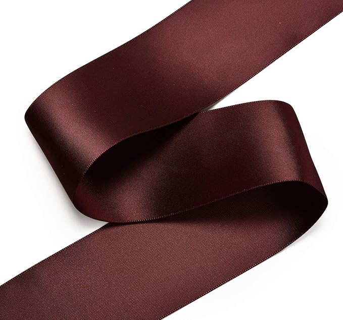 YAMA Double Face Satin Ribbon - 2 Inch 25 Yards for Gift Wrapping Ribbons Roll, Burgundy