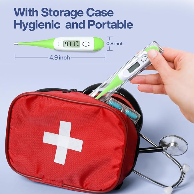 Boncare 10 Seconds Digital Thermometer for Adults and Kids - Accurate & Safe Rectal Thermometer for Baby with Fever Alarm, Oral Thermometer (Light Green)