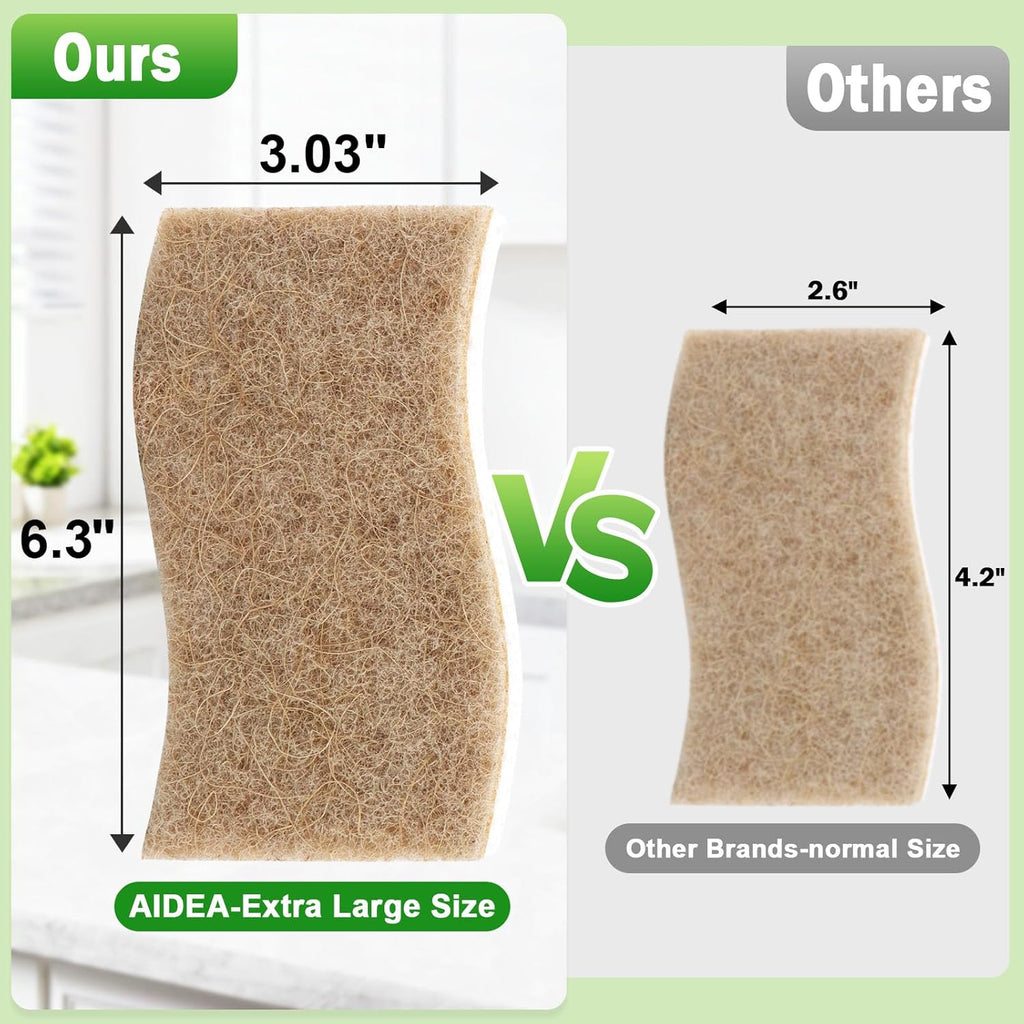 AIDEA XL Sponges Kitchen, 12Count, Non-Scratch Dish Sponges, Large Natural Sponge for Non Stick Cookware, Cellulose Cleaning Sponge for Dishes, Bathroom, Household