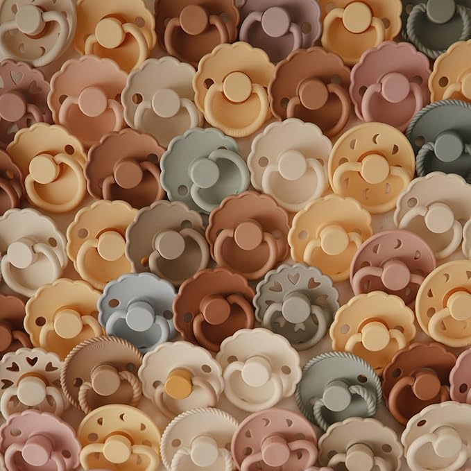 FRIGG Natural Rubber Baby Pacifier 4-Pack Crystal Sparkle | Made in Denmark | BPA-Free (6-18 Months)