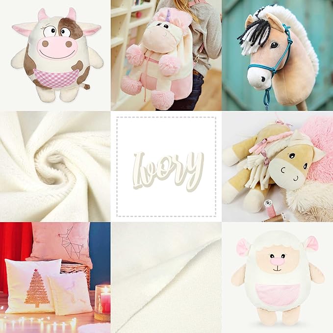 kullaloo Plush Fabric | 2 Yard Solid Ivory Minky Fabric for Sewing | Super Soft Cuddle Material | for Quilt Backing, Throw Blankets, Pillows, Dog Bed, Stuffed Animals, Costumes, Apparel & More