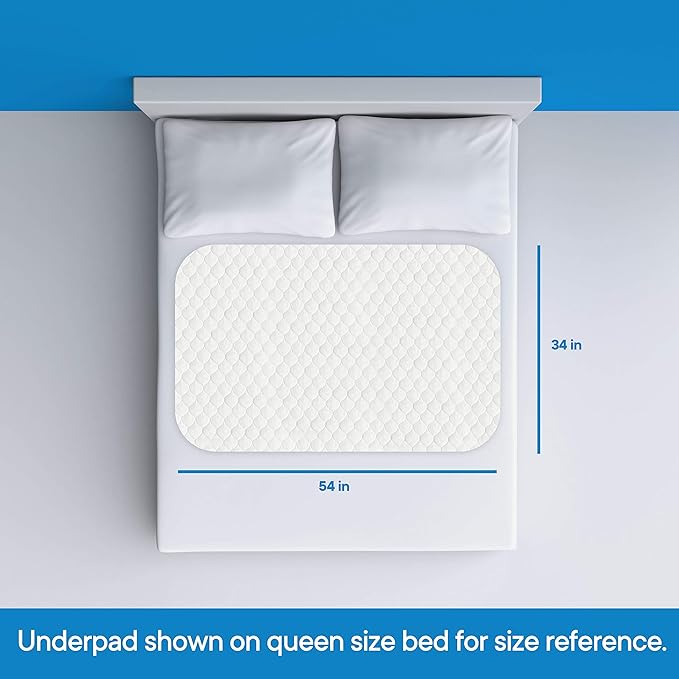 RMS Ultra Soft 4-Layer Washable and Reusable Incontinence Bed Pad - Waterproof Bed Pads, 34"X54"
