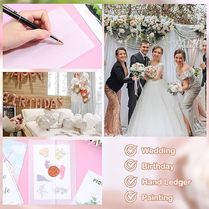 120Sheets Pre-Folded Transparent Vellum Jackets Paper for 5 x 7 in Invitations, 100GSM Translucent Matte Vellum Paper for DIY Printing Drawing Invitations Greeting Cards Invitation Cards