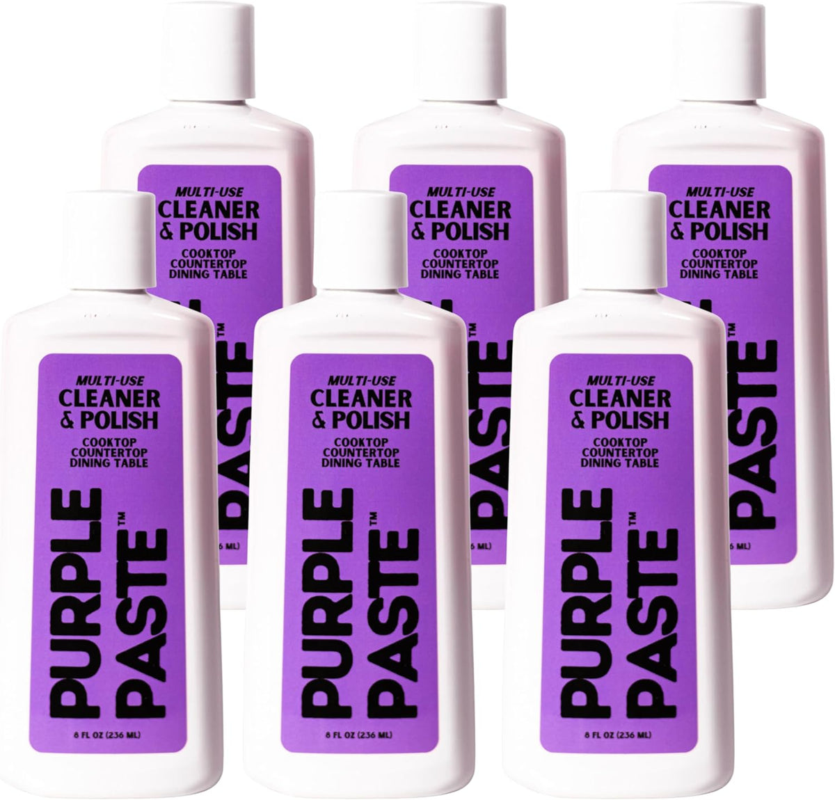 Purple Paste All Purpose Cleaning & Polishing Paste – Tough Stain Remover for Kitchen, Bathroom, Oven, Stove, Tile & Grout – Multi-Surface Cleaner Made in USA, 8oz (Pack of 6)