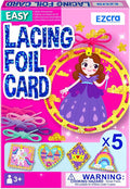 EZCRA Premium Foil Edge Lacing Cards for Kids Ages 3-6 | 5 Double-Sided Princess and Unicorn Sewing Cards with Multilingual Learning | Durable Cardboard Fine Motor Skills Activity Kit