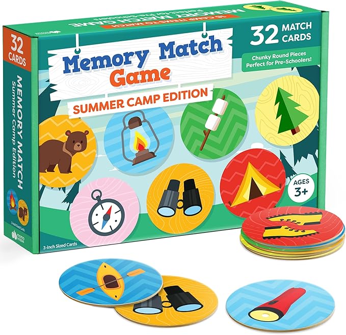 Matching Memory Game - Memory Games for Kids Ages 4-8 - Memory Matching Games for Toddlers 3-5 - Kids Camping Toys Gifts - Preschool Board Game - Preschool Learning Activities Educational Toys