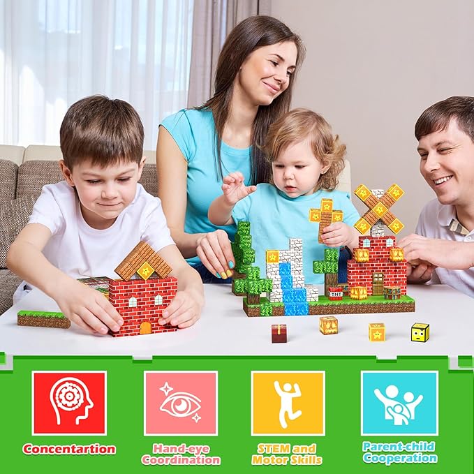 Magnetic Blocks - 100PCS Magnetic Building Blocks Set, Classroom Must Haves Magnet Sensory Autism Toys, Construction Stacking Toys for Kids Boys Girls Age 3+ Years Old