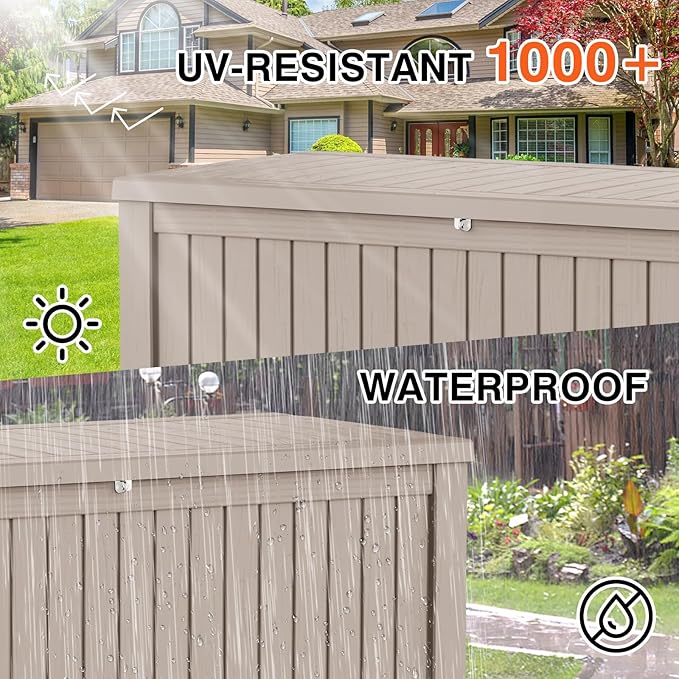 180GAL Brown Versatile Outdoor Deck Box – Waterproof, SGS - Tested UV Protection, Fits Various Storage Needs: Pool Accessories to Gardening Supplies