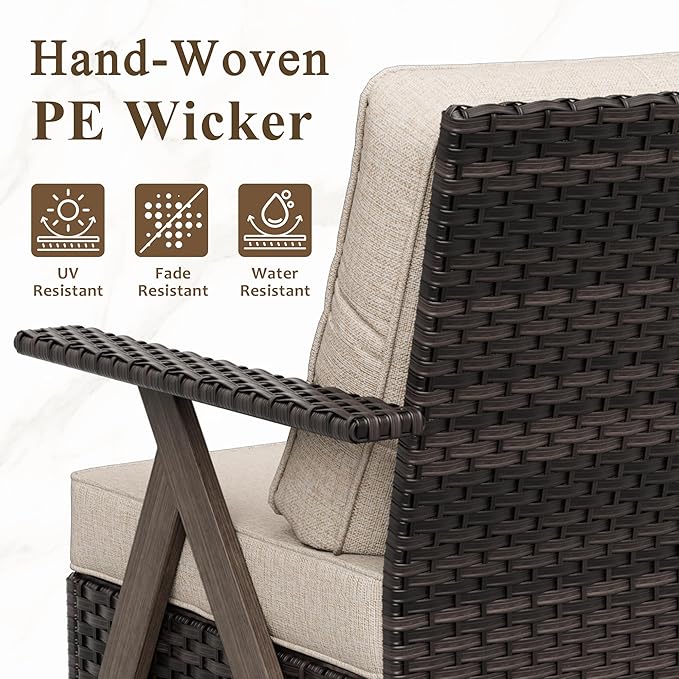 Wicker Outdoor Couch, Patio Furniture Sofa, 3-Seat All Weather Metal Patio Couch with Thick and Soft Cushion, Outdoor Sofa for Balcony, Porch