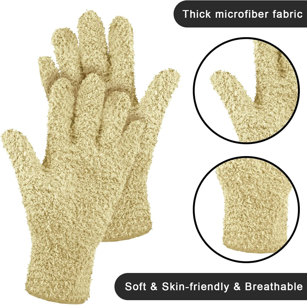 Patelai 3 Pairs Microfiber Plant Dusting Gloves Leaf Cleaning Gloves for Indoor Plants, Blinds, Furniture, House(Medium,Pink, Nude, Light Purple)