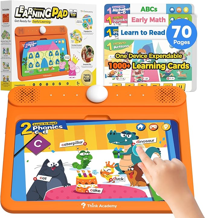 Interactive Electronic Learning Pad - Learn-to-Read System with 70 Sound Pages, Card-Insert for Alphabet, Words, Numbers, Music, Learning Activities for Kids 3-5 Years Old