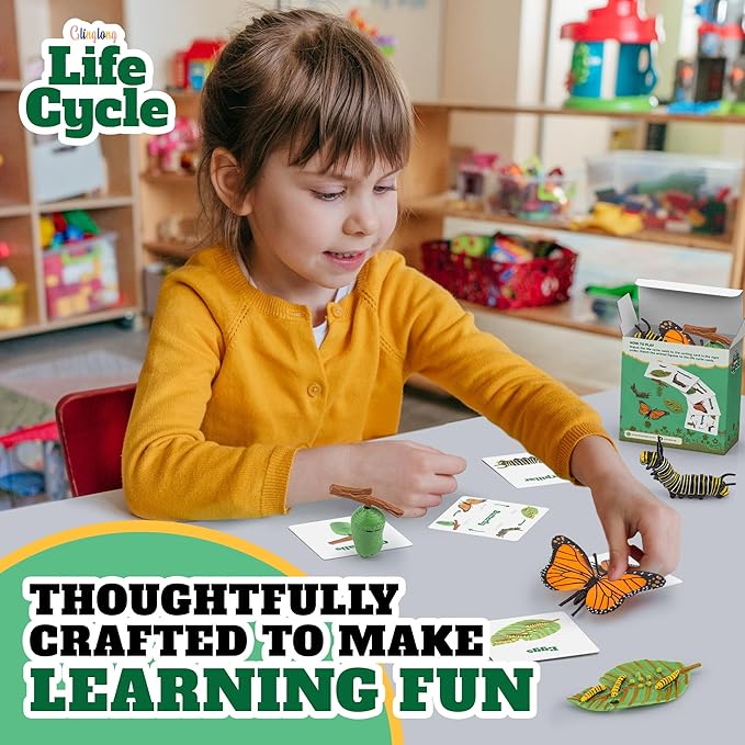 Life Cycle Kit Montessori - Realistic Figurine Toys, Kids Animal Matching Game with Butterfly, Catterpilar & More - Stocking Stuffers Science,Fun for Learning & Education Toys, for Children 3+