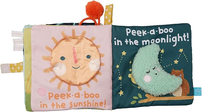 Manhattan Toy Fairytale Peek-a-Boo Soft Activity Crinkle Book for Baby & Toddler with Tethered Bunny Squeaker Small
