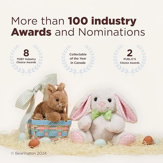 Bearington Collection Baby Lil' Bunny, 5.5 in Plush Bunny Rabbit Stuffed Animal, Soft Baby Rattles and Plush Rings Gift - Newborn Toy