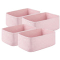 4 Pack Small Storage Shelf Baskets for Organizing, Mini Woven Rope Storage Bins for Towels, Cute Decorative Closet Organizer，Baby Nursery, Gift Empty Baskets -11.81''Lx7.87''Wx4.72''H-Pink