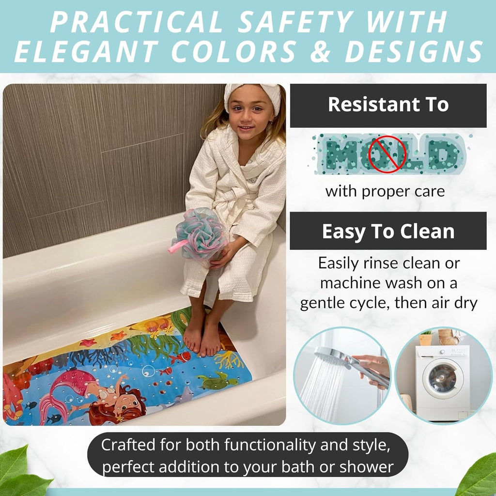 Mermaid Bath Mat - Bath Grips for Tub Kids - Anti Slip Bath Mat for Kids - Bath Mat for Baby - Bath Mat for Toddler - Tub Mat for Baby - Bathtub Safety for Toddlers - Bathtub Mat Kids (Bath Mermaid)