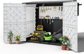 Horizontal Resin Storage Shed 36 Cu Ft with Lockable Doors, Portable Outdoor Storage Cabinet -Waterproof Outdoor Storage Box for Backyards, Easy to Assemble