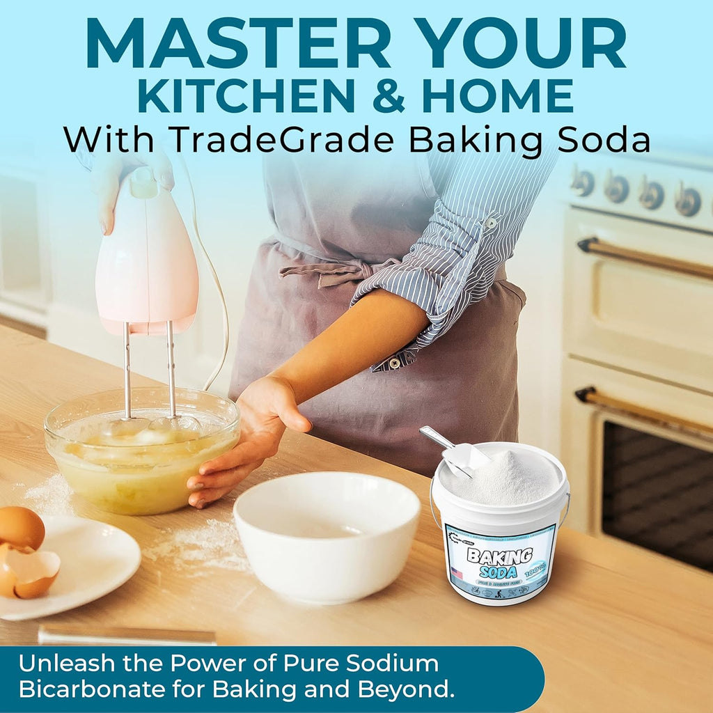 TradeGrade Pure Baking Soda Powder – 1 Gallon Bucket, Sodium Bicarbonate Powder | Premium Food-Grade for Baking, Bread, Cookies & More | Baking Soda for Cleaning, Natural Cleaner & Deodorizer (1 Gallon)