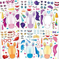 Aowplc 42 Sheets Unicorn Make‑a‑Face Stickers, Fantasy Party Favors, Crafts & Activities, Birthday Supplies for Kids & Girls