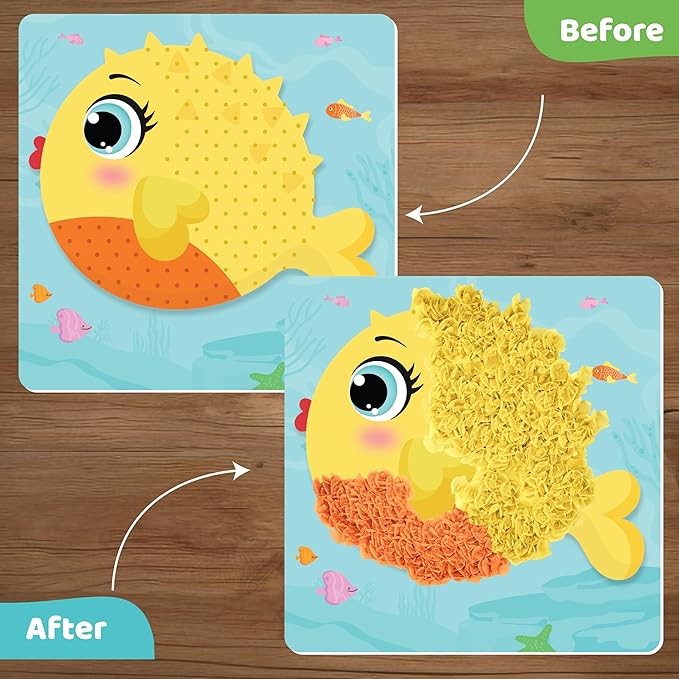 jackinthebox Poke Poke Art – Ocean Theme, Mess-Free Fabric Art and Craft, Flower Pressing Kits, Gift for Kids, Toys for Girls and Boys Ages 4 5 6 7 8