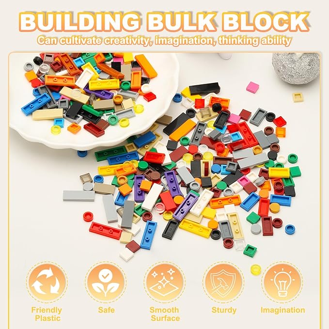 PATIKIL 370 Pcs Flat Blocks Bulk, 1x2 Square Dark Gray Classic Tiles Smooth Surface Mini Building Blocks Accessories Compatible Bricks Kits for Building Floor Walls Mosaic Pixel Arts